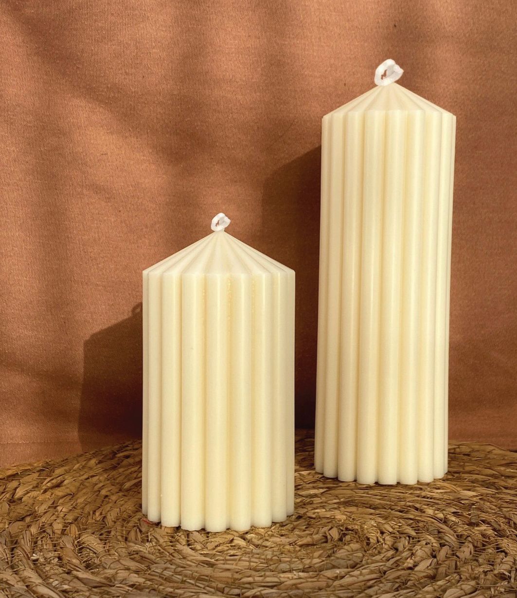 Sculptural fluted pillar candles